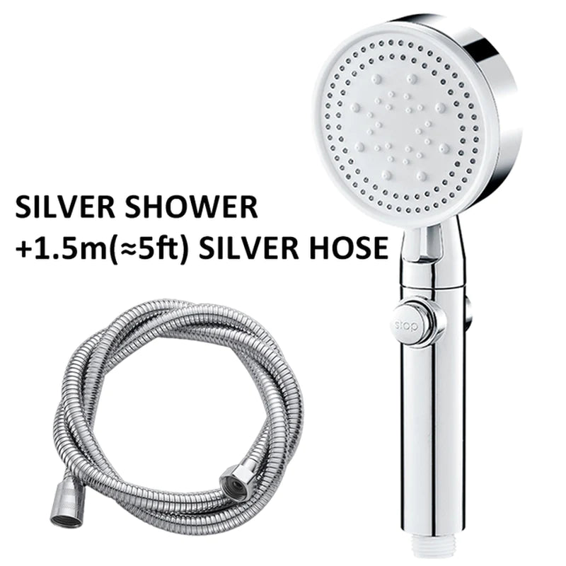 High-Pressure Adjustable Shower Head with 5 Modes and One-Key Water Stop - Eco-Friendly Bathroom Accessory