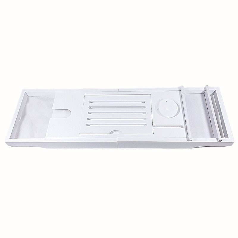 Bamboo Expandable Bathtub Caddy Tray with Wine and Book Holder