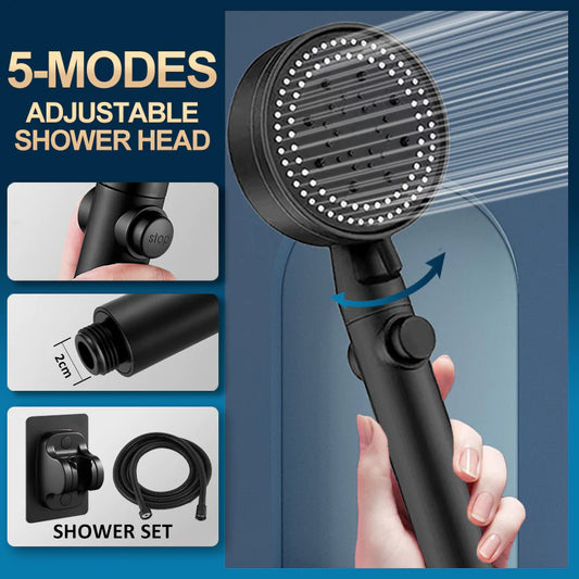 High-Pressure Adjustable Shower Head with 5 Modes and One-Key Water Stop - Eco-Friendly Bathroom Accessory
