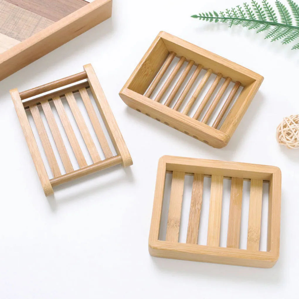 HOT Wooden Natural Bamboo Soap Dishes Tray Holder Storage Soap Rack Plate Box Container Portable Bathroom Soap Dish Storage Box