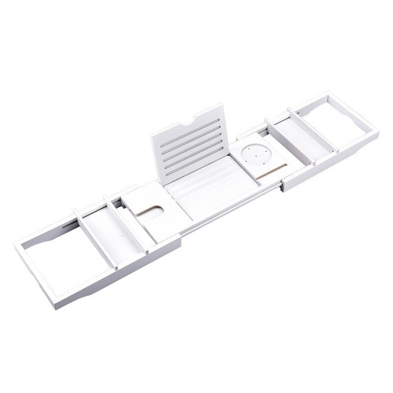 Bamboo Expandable Bathtub Caddy Tray with Wine and Book Holder