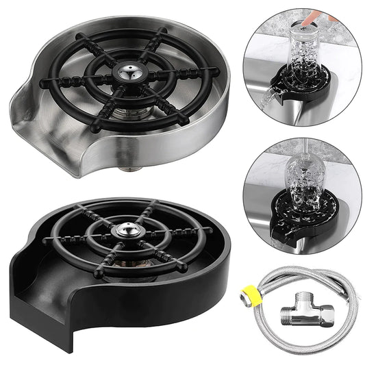 Automatic High-Pressure Glass Rinser for Kitchen Sinks - Versatile Cup Cleaning Solution for Beer, Coffee, Milk, and Tea