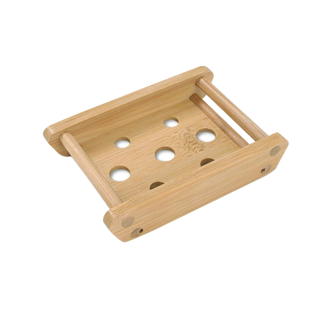 HOT Wooden Natural Bamboo Soap Dishes Tray Holder Storage Soap Rack Plate Box Container Portable Bathroom Soap Dish Storage Box