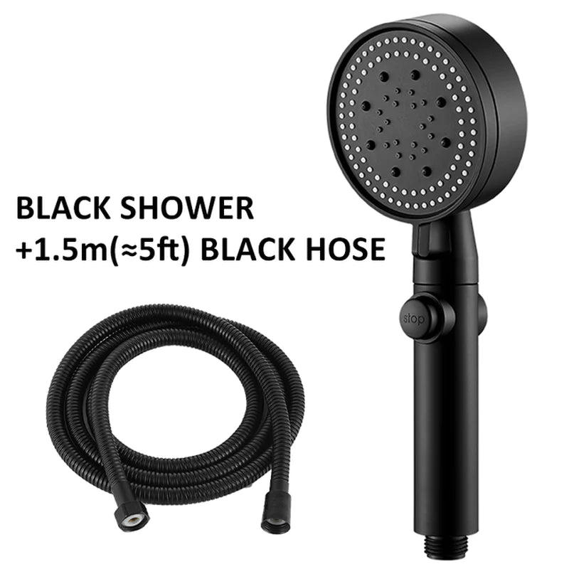 High-Pressure Adjustable Shower Head with 5 Modes and One-Key Water Stop - Eco-Friendly Bathroom Accessory